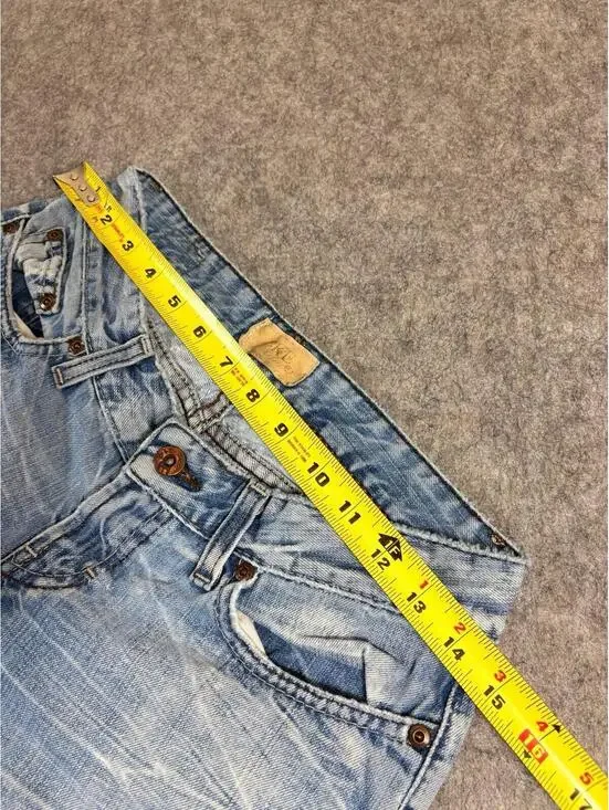 BKE Buckle Star Stretch Flare Jeans Women Sz 26x31 Blue Distressed Denim - Picture 10 of 11